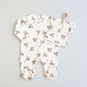Dreamline Baby Organic Cotton Romper & Hat Set with Koala Print